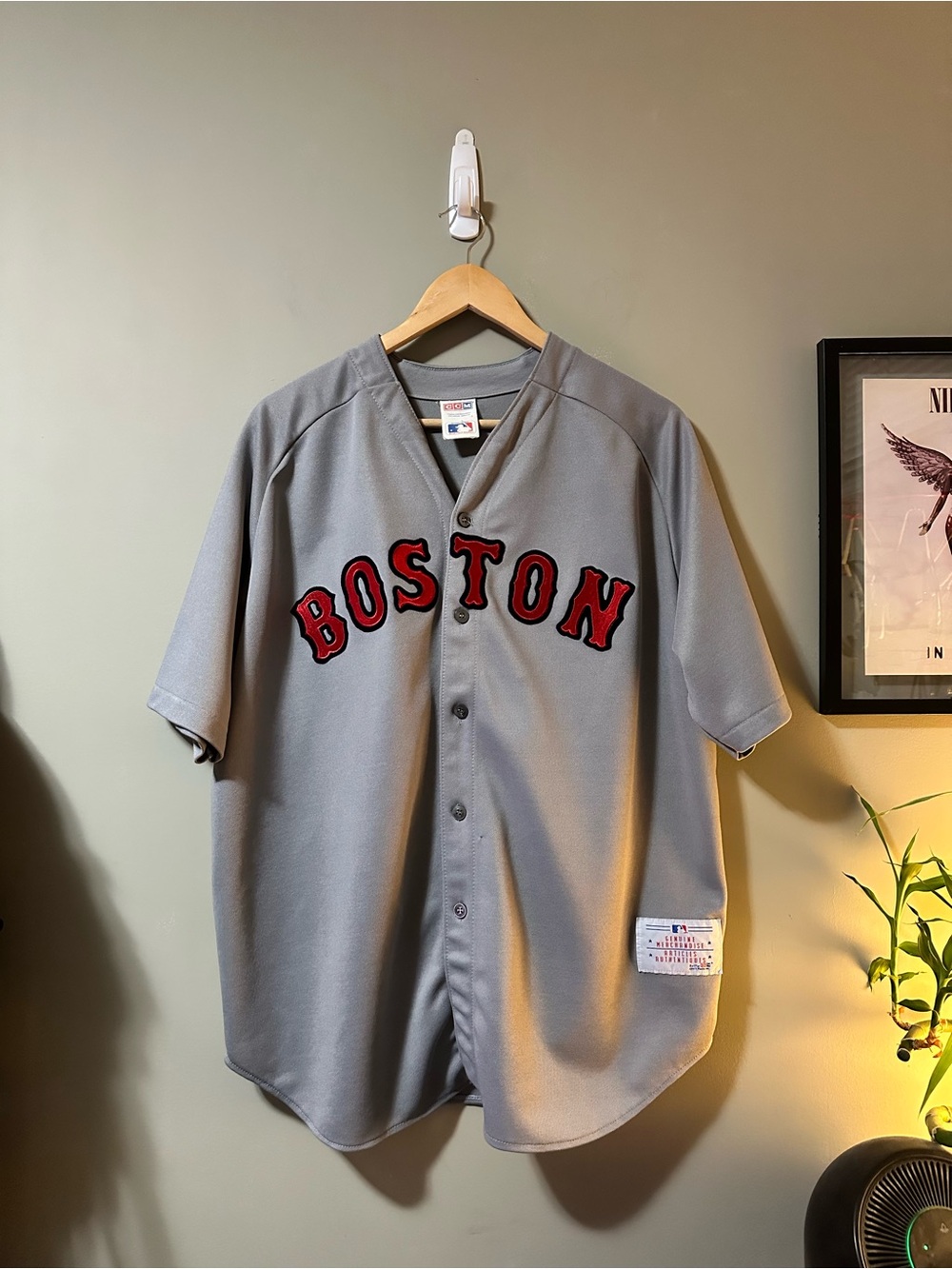 Vintage CCM Gray Boston Baseball Jersey  Made in Canada